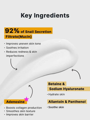 COSRX Advanced Snail 92 All In One Cream 100g key ingredients