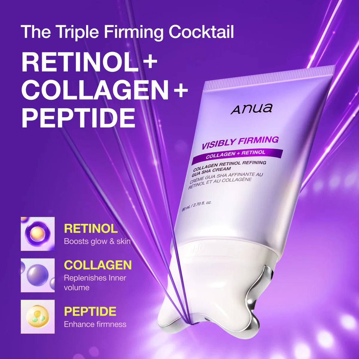 Anua Collagen Retinol Refining Gua Sha Cream 80ml for firm and smooth-looking skin