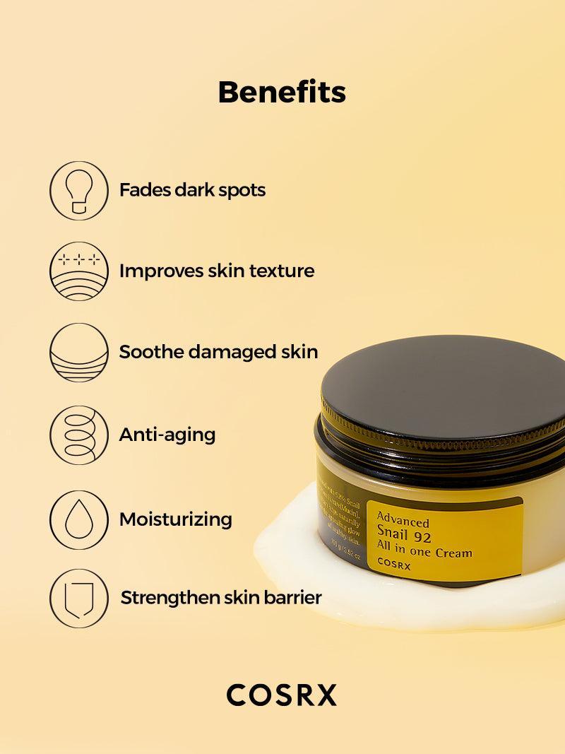 COSRX Advanced Snail 92 All In One Cream 100g benefits